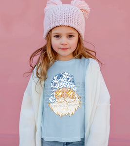 Blue Floral Santa