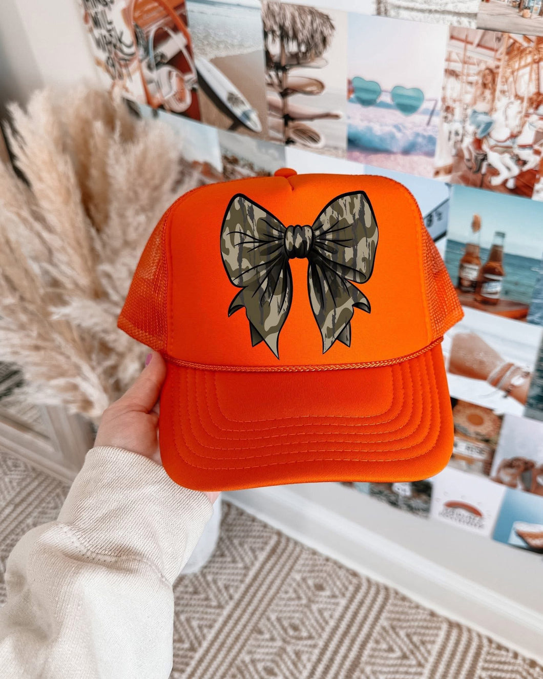 Orange Trucker/Camo Bow