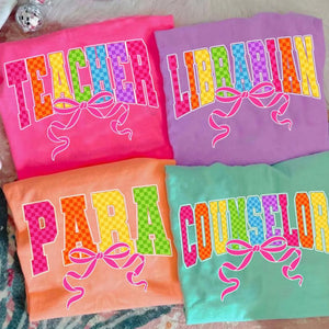 Coquette Colorful Teacher, Librarian, Para & Counselor