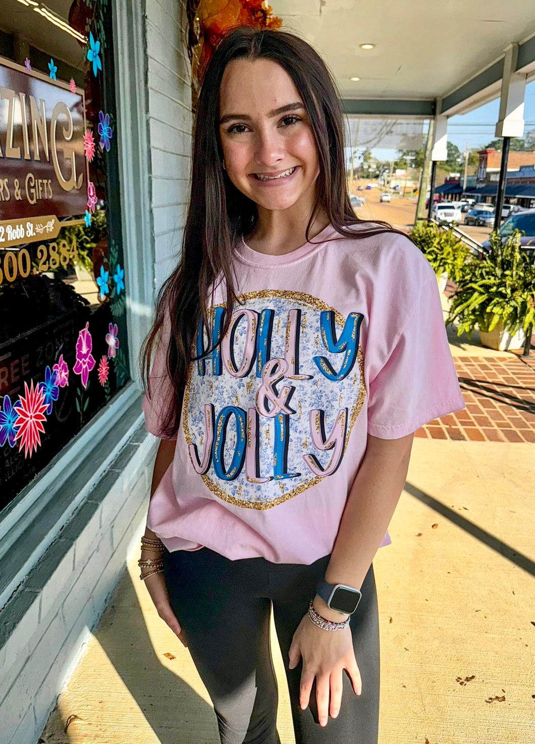 Blue Floral Holly & Jolly