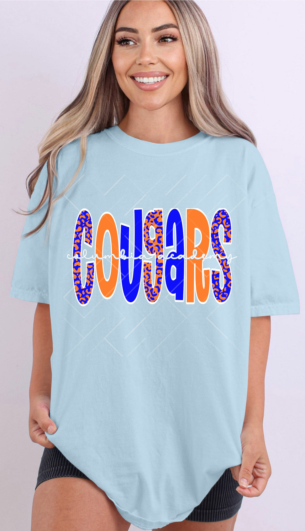 R. Blue & Orange Leopard Cougars