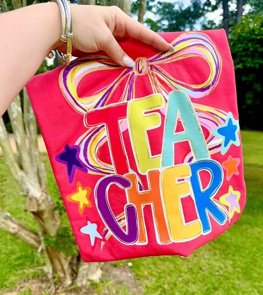 Preppy Coquette Colorful Teacher