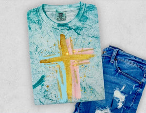 Preppy Messy Paint Cross Blue
