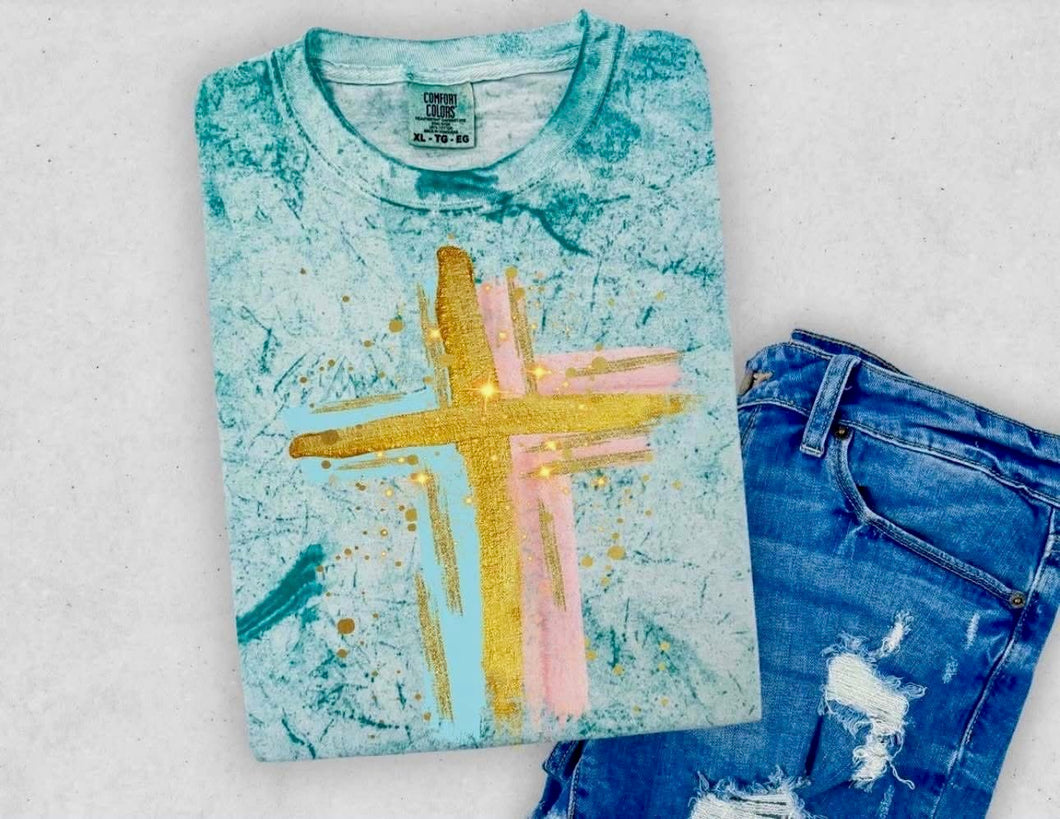 Preppy Messy Paint Cross Blue
